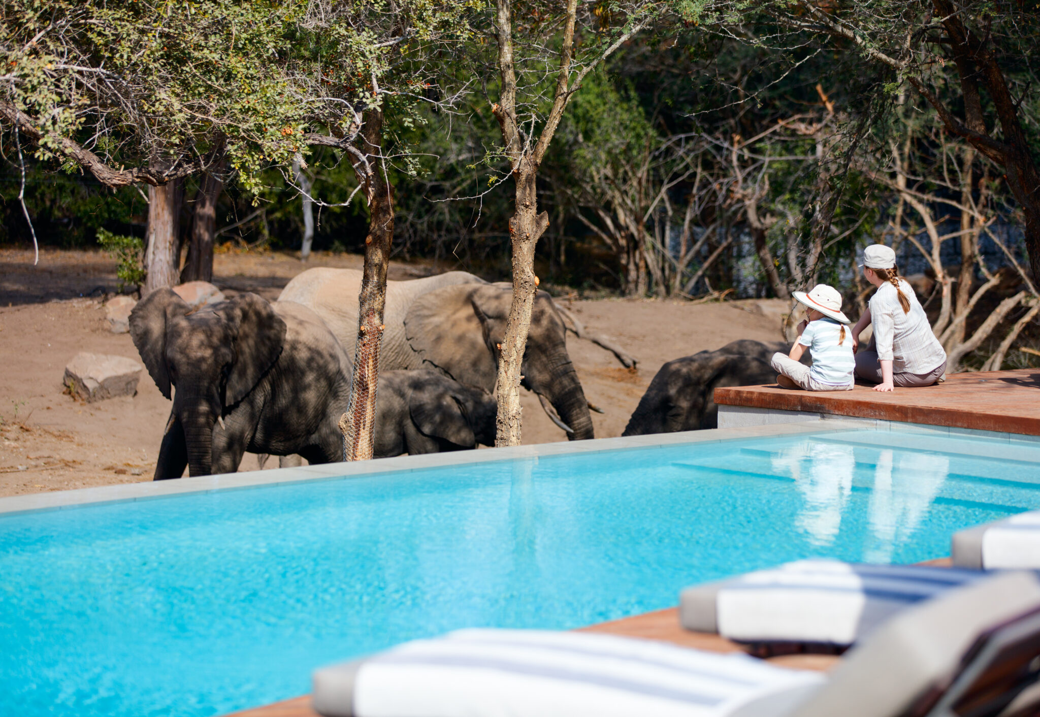 Família em hotel na África com piscina